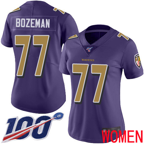 Baltimore Ravens Limited Purple Women Bradley Bozeman Jersey NFL Football #77 100th Season Rush Vapor Untouchable->women nfl jersey->Women Jersey